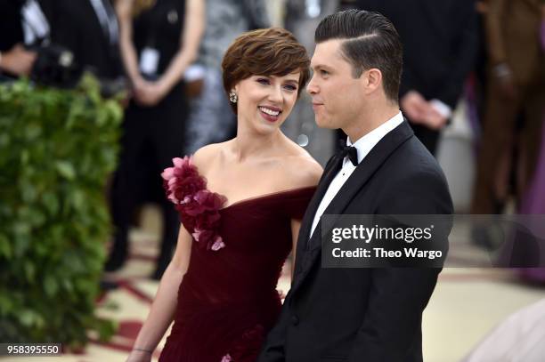 Scarlett Johansson and Colin Jost attend the Heavenly Bodies: Fashion & The Catholic Imagination Costume Institute Gala at The Metropolitan Museum of...