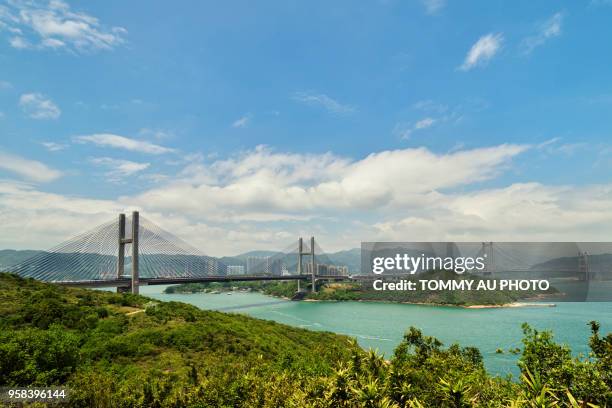 tsing ma bridge, hong kong - tsing ma bridge stock-fotos und bilder