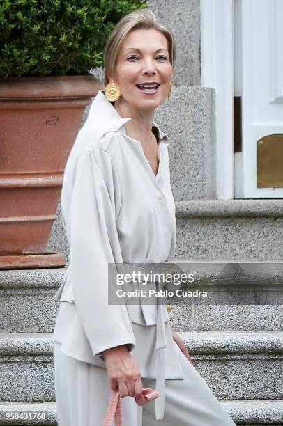 King Felipe VI of Spain and Queen Letizia of Spain receive President of Colombia Juan Manuel Santos Calderon and wife Maria Clemencia Rodriguez de...