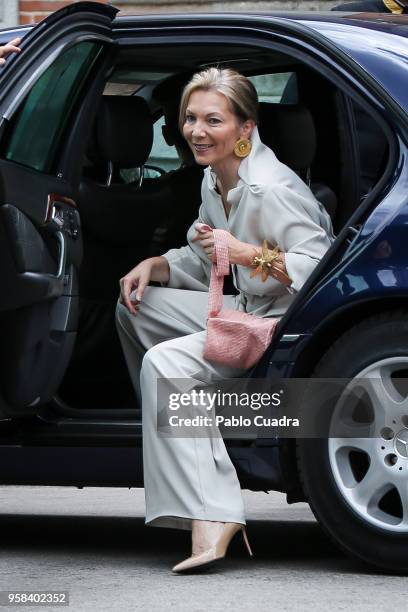 King Felipe VI of Spain and Queen Letizia of Spain receive President of Colombia Juan Manuel Santos Calderon and wife Maria Clemencia Rodriguez de...