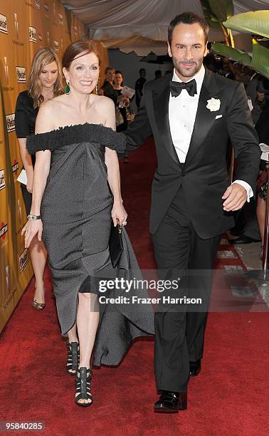 Actress Julianne Moore and director Tom Ford arrive at The Weinstein Company Golden Globes After Party held at Trader Vic's at The Beverly Hilton...