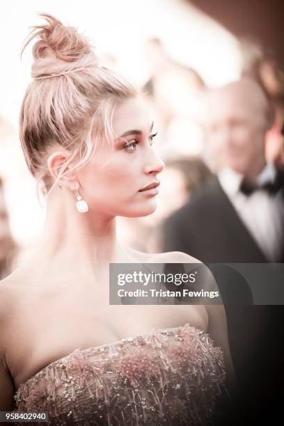 Hailey Baldwin attends the screening of 'Girls Of The Sun ' during the 71st annual Cannes Film Festival on May 12, 2018 in Cannes, France.