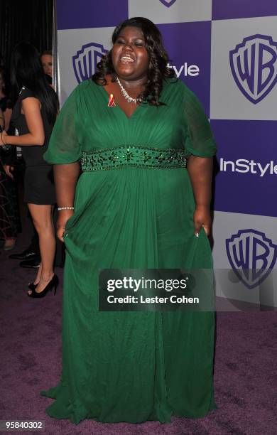 Actress Gabourey Sidibe attends the InStyle and Warner Bros. 67th Annual Golden Globes post party held at the Oasis Courtyard at The Beverly Hilton...