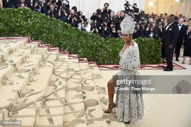 Recording artist Rihanna attends the Heavenly Bodies: Fashion & The Catholic Imagination Costume Institute Gala at The Metropolitan Museum of Art on...