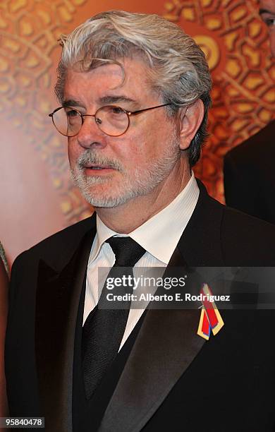 Director George Lucas arrives at HBO's Post Golden Globe Awards Party held at Circa 55 Restaurant at The Beverly Hilton Hotel on January 17, 2010 in...