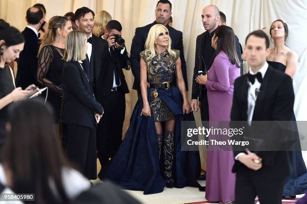 Designer Donatella Versace attends the Heavenly Bodies: Fashion & The Catholic Imagination Costume Institute Gala at The Metropolitan Museum of Art...