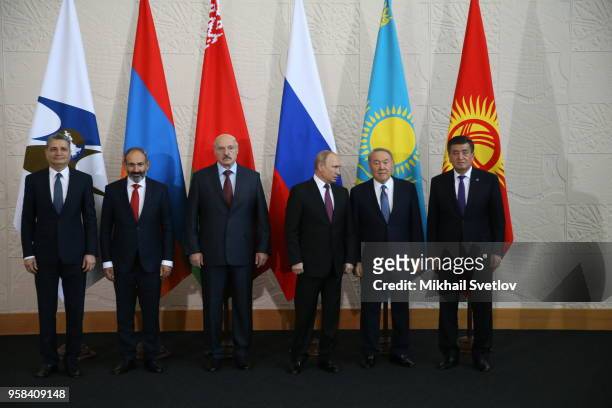Secretary Tigran Sarkisyan, Armemian Prime Minister Nikol Pashinyan, Belarussian President Alexander Lukashenko, Russian President Vladimir Putin,...