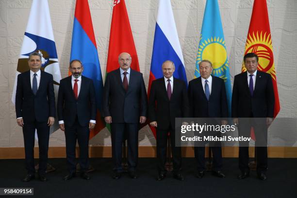 Secretary Tigran Sarkisyan, Armemian Prime Minister Nikol Pashinyan, Belarussian President Alexander Lukashenko, Russian President Vladimir Putin,...