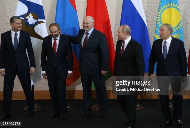 Secretary Tigran Sarkisyan, Armemian Prime Minister Nikol Pashinyan, Belarussian President Alexander Lukashenko, Russian President Vladimir Putin,...
