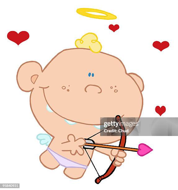 cupid bow and arrow - bow arrow stock illustrations