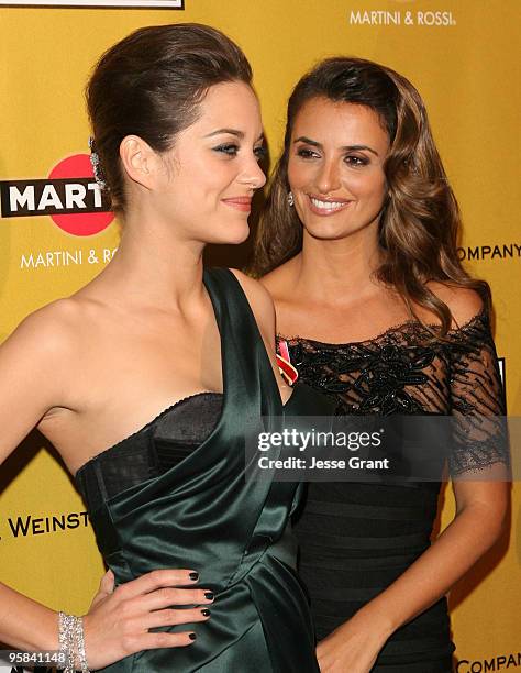 Actresses Marion Cotillard and Penelope Cruz during The Weinstein Company Golden Globes After Party held at BAR 210 at The Beverly Hilton Hotel on...