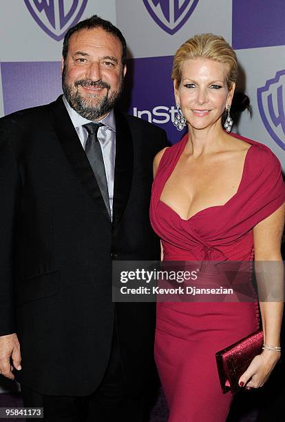 Producer Joel Silver and Karyn Fields arrives at the InStyle and Warner Bros. 67th Annual Golden Globes after party held at the Oasis Courtyard at...