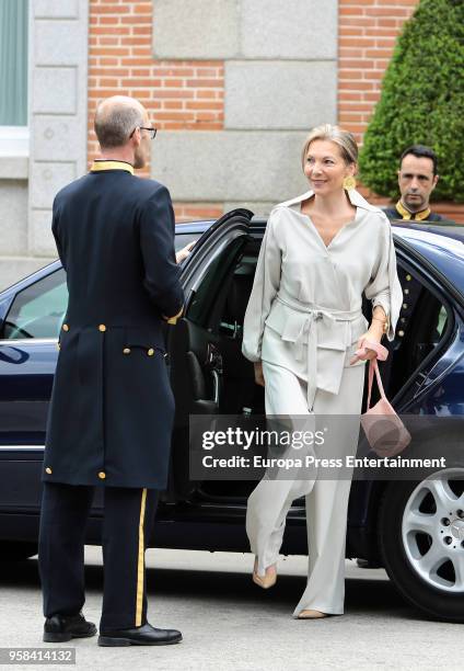 King Felipe VI of Spain and Queen Letizia of Spain receive Maria Clemencia Rodriguez de Santos at Zarzuela Palaceon May 14, 2018 in Madrid, Spain.