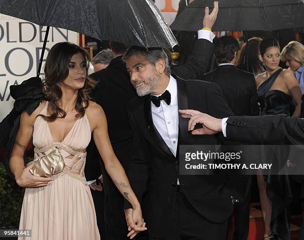 Actor George Clooney and Elisabetta Canalis arrive for the 67th Golden Globe Awards on January 17, 2010 in Beverly Hills, California. The Golden...