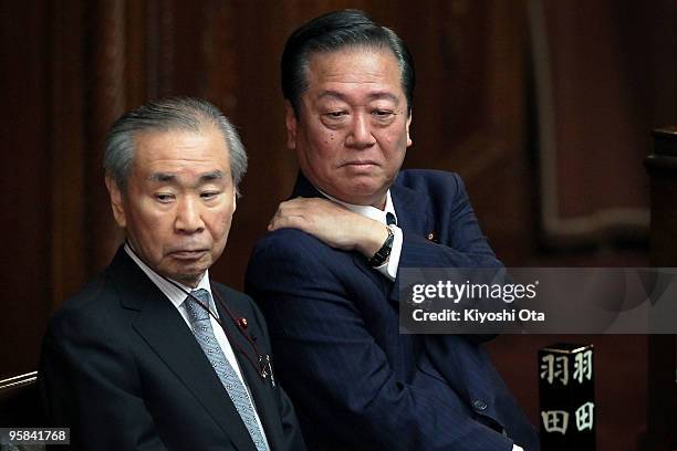 Secretary General of the ruling Democratic Party of Japan Ichiro Ozawa attends the 174th ordinary Diet session at the Lower House on January 18, 2010...