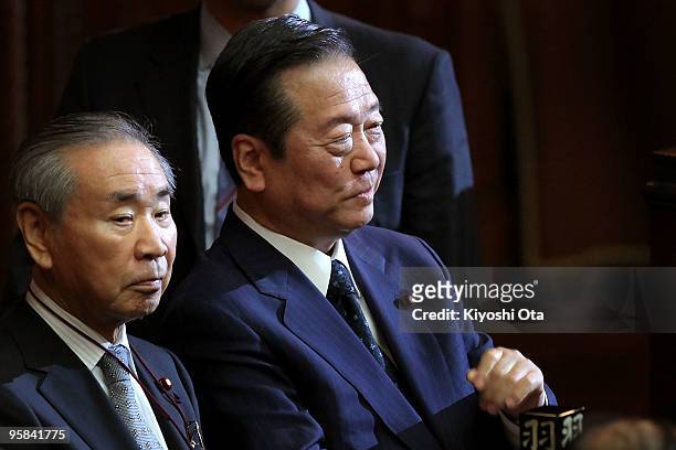 Secretary General of the ruling Democratic Party of Japan Ichiro Ozawa attends the 174th ordinary Diet session at the Lower House on January 18, 2010...