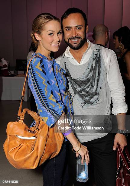 Personalities Lauren Conrad and Nick Verreos poses at the Kari Feinstein Golden Globes Style Lounge at Zune LA on January 15, 2010 in Los Angeles,...