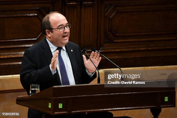 Miquel Iceta, leader of PSC, gives a speech during the second day of the parliamentary session debating on his investiture as the new CataloniaÕs...