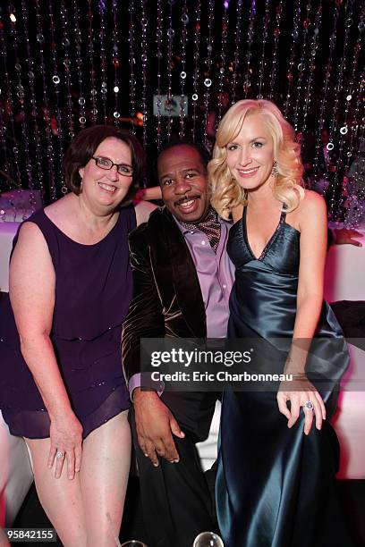 Phyllis Smith, Leslie David Baker and Angela Kinsey at Universal/Focus Features Golden Globes party at the Beverly Hilton Hotel on January 17, 2010...