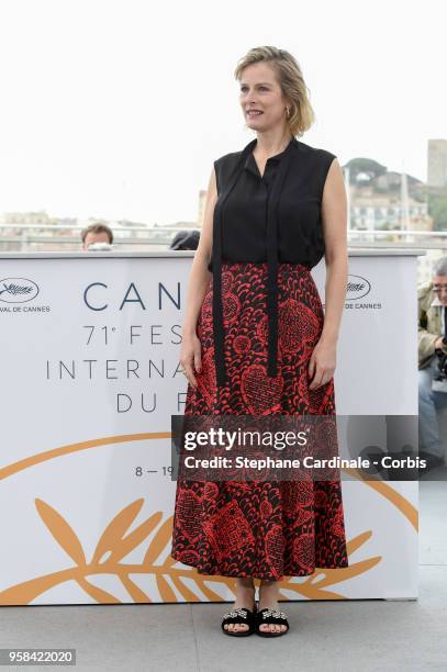 Karine Viard attends the "Little Tickles " Photocall during the 71st annual Cannes Film Festival at Palais des Festivals on May 14, 2018 in Cannes,...