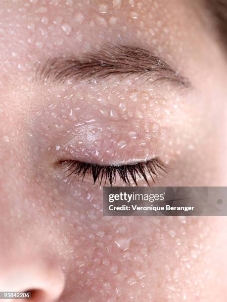 skin and water - woman eyes closed stock pictures, royalty-free photos & images