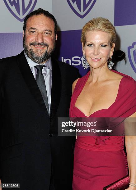 Producer Joel Silver and Karyn Fields arrives at the InStyle and Warner Bros. 67th Annual Golden Globes after party held at the Oasis Courtyard at...