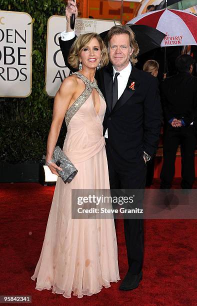 Actors Felicity Huffman and William H. Macy arrive at the 67th Annual Golden Globe Awards at The Beverly Hilton Hotel on January 17, 2010 in Beverly...