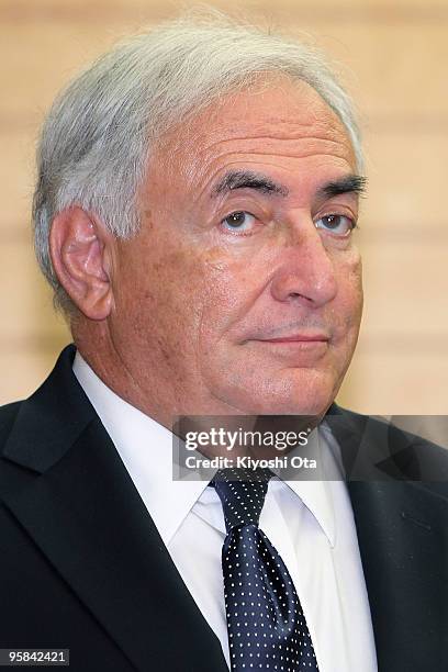 International Monetary Fund Managing Director Dominique Strauss-Kahn attends a meeting with Japanese Prime Minister Yukio Hatoyama at Hatoyama's...