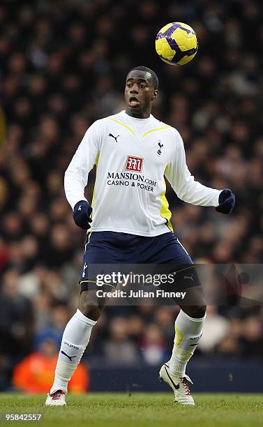 Sebastien Bassong of Tottenham Hotspur during the Barclays Premier League match between Tottenham Hotspur and Hull City at White Hart Lane on January...