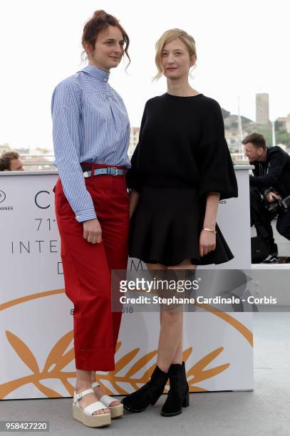 Alice Rohrwacher and Alba Rohrwacher attend the "Happy As Lazzaro " Photocall during the 71st annual Cannes Film Festival at Palais des Festivals on...