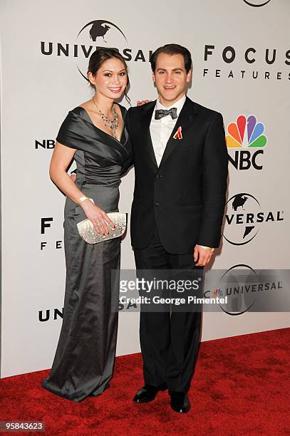Actor Michael Stuhlbarg and Mai-Linh Lofgren arrive at the NBC/Universal/Focus Features Golden Globes After party presented by Cartier at The Beverly...