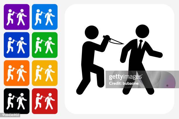backstabbing icon square button set - backstabbing stock illustrations
