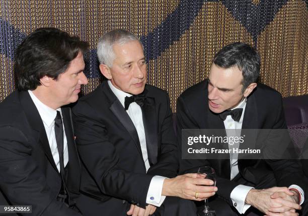 Director Rob Marshall, producer/choreographer John Deluca and actor Daniel Day-Lewis attend The Weinstein Company Golden Globes After Party held at...