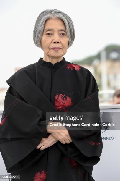 Kirin Kiki attends the press conference for "Shoplifters " during the 71st annual Cannes Film Festival at Palais des Festivals on May 14, 2018 in...