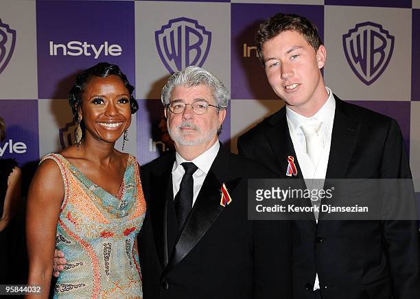 Mellody Hobson, director George Lucas and son Jett arrive at the InStyle and Warner Bros. 67th Annual Golden Globes after party held at the Oasis...