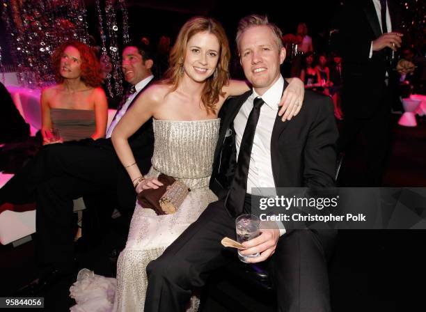 Actors Jenna Fischer and Lee Kirk attend the NBC Universal and Focus Features' Golden Globes after party sponsored by Cartier at Beverly Hilton Hotel...