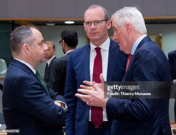 Polish European affairs minister Konrad Szymanski , Irish Minister for Foreign Affairs & Trade Simon Coveney and the European Chief Negotiator for...