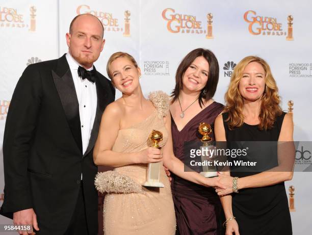 Director Michael Sucsy, actress Drew Barrymore, executive producer Lucy Barzun Donnelly and producer Rachael Horovitz, winners of the Best...
