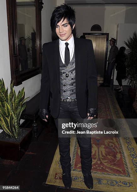 Adam Lambert arrives at the NY Times Style Magazine's Golden Globe Awards Cocktail at Chateau Marmont on January 15, 2010 in Los Angeles, California.