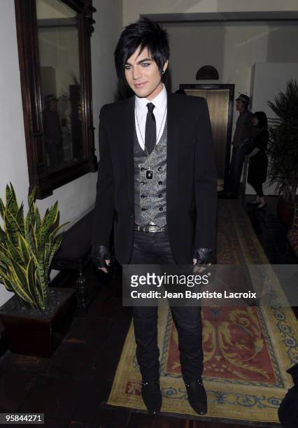 Adam Lambert arrives at the NY Times Style Magazine's Golden Globe Awards Cocktail at Chateau Marmont on January 15, 2010 in Los Angeles, California.