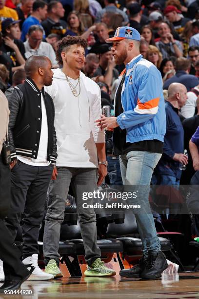 Travis Kelce enjoys Game Three of the Eastern Conference Semi Finals of the 2018 NBA Playoffs between the Toronto Raptors and Cleveland Cavaliers on...