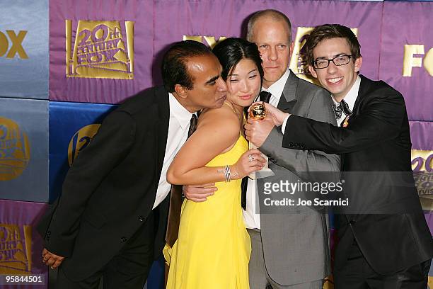 Iqbal Theba, Jenna Ushkowitz, Ryan Murphy, and Kevin McHale of Glee arrive at FOX Hosts 2010 Golden Globe Nominees Party at Craft on January 17, 2010...