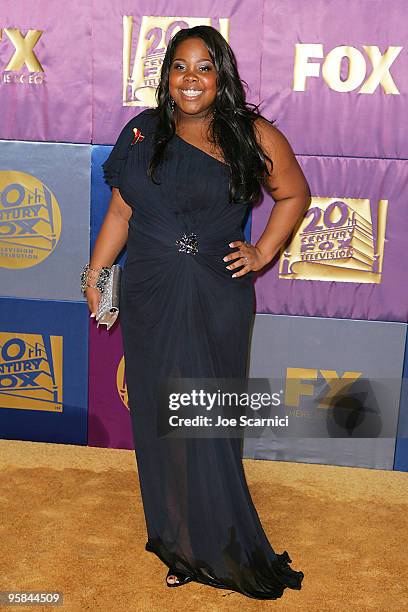 Amber Riley from Glee arrives at FOX Hosts 2010 Golden Globe Nominees Party at Craft on January 17, 2010 in Century City, California.