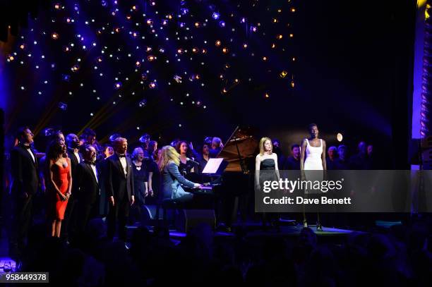 Tim Minchin and cast members of "Girl From The North Country" including Shirley Henderson and Sheila Atim perform at The Old Vic Bicentenary Ball to...