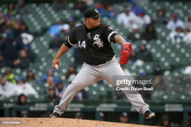 Bruce Rondon of the Chicago White Sox pitches in the eighth inning against the Chicago Cubs at Wrigley Field on May 12, 2018 in Chicago, Illinois.