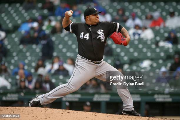 Bruce Rondon of the Chicago White Sox pitches in the eighth inning against the Chicago Cubs at Wrigley Field on May 12, 2018 in Chicago, Illinois.