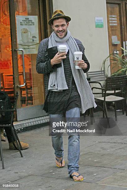 Will Young sighted getting Coffee in Flip-Flops on January 18, 2010 in London, England.
