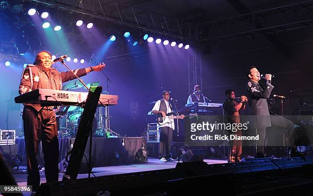Walter Orange, J.D Nichols and William King of The Commodores perform during the Country Crossing Grand Opening Kick-Off Celebration at Country...