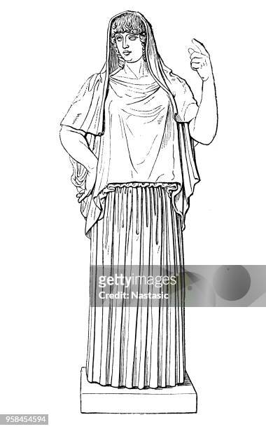 in ancient greek religion, hestia is a virgin goddess of the hearth, architecture, and the right ordering of domesticity, the family, the home, and the state. in greek mythology, she is a daughter of cronus and rhea - warming up stock illustrations