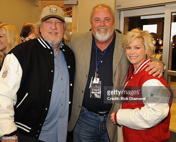 Country Artists John Anderson, Producer/CC Partner James Stroud and Singer/Songwriter Lorrie Morgan at the ribbon cutting during the Country Crossing...
